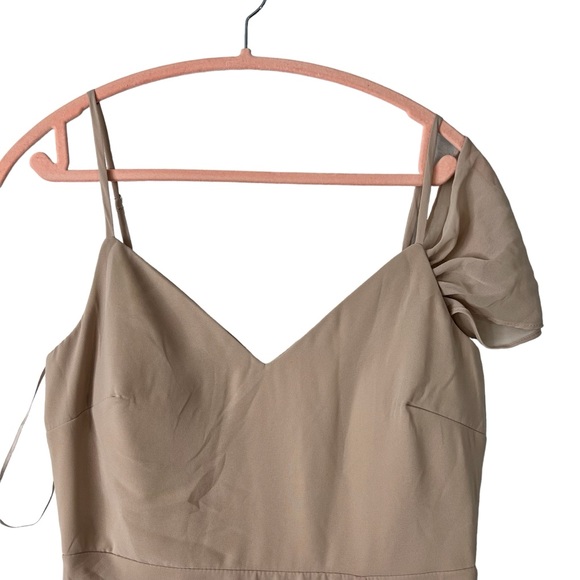 Birdy Grey Size S Devin Convertible Gown Taupe Slit Missing Sleeve Upcycle NEW - Picture 3 of 7